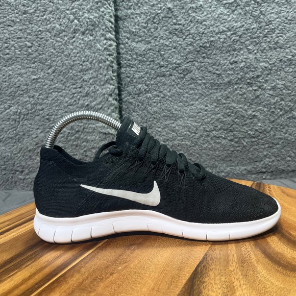 Nike Free RN Flyknit 2017 Women's Running Shoes Sneakers Black White Size 7 - Picture 10 of 12